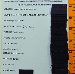 Zipper tape styles samples